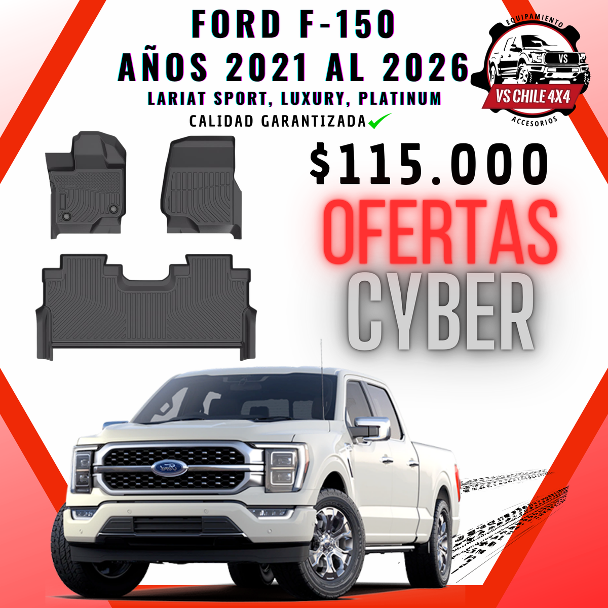 Pisos Calce Perfecto Ford F150 2021 al 2026 (LARIAT SPORT, LUXURY, PLATINUM)