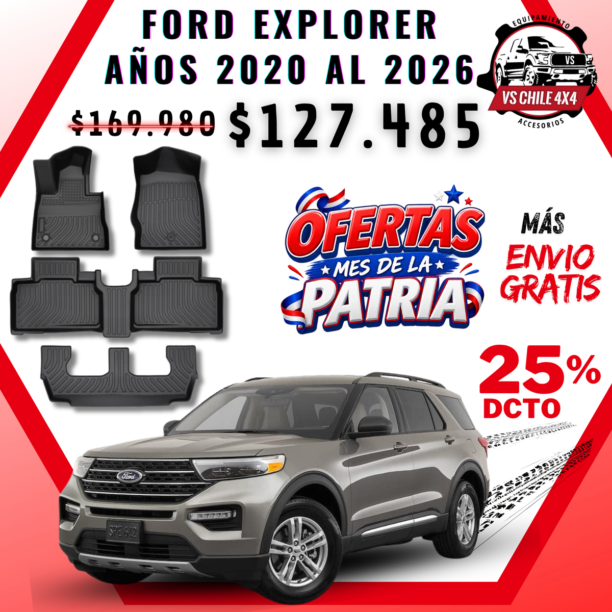Pisos Calce Perfecto Ford Explorer 3 Corridas (2020 - 2026)