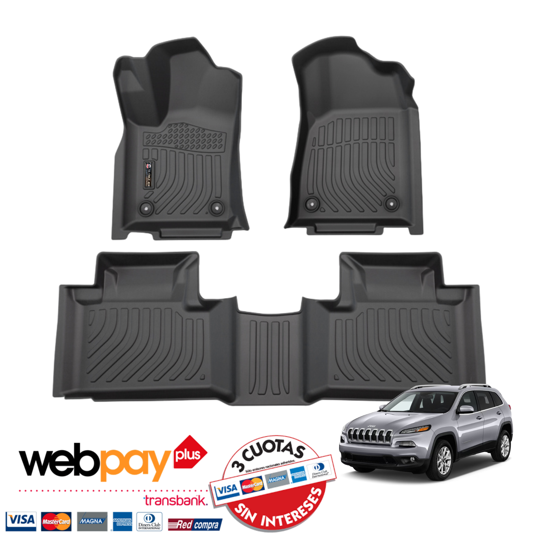 Pisos Calce Perfecto JEEP CHEROKEE años 2015 al 2020 NO COMPATIBLE PARA GRAND CHEROKEE