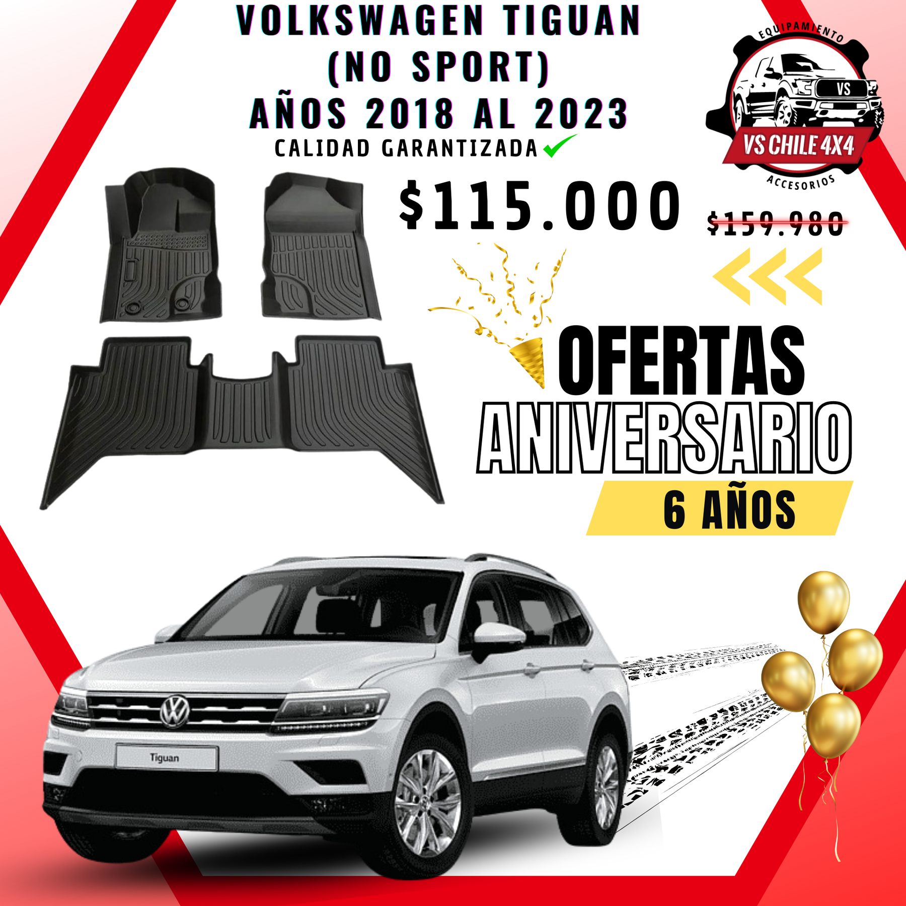 Pisos Calce Perfecto VOLKSWAGEN TIGUAN años 2018 al 2023 (No Sport)