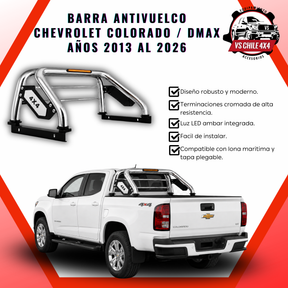 Barra Antivuelco Cromada Chevrolet Colorado / D-Max 2013-2026 con Luz LED