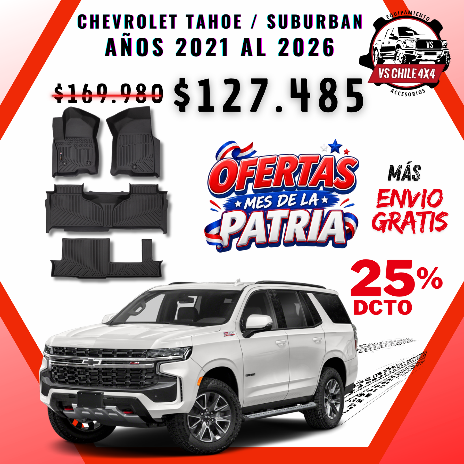 Pisos Calce Perfecto Chevrolet Tahoe / SUBURBAN años 2021 - 2026