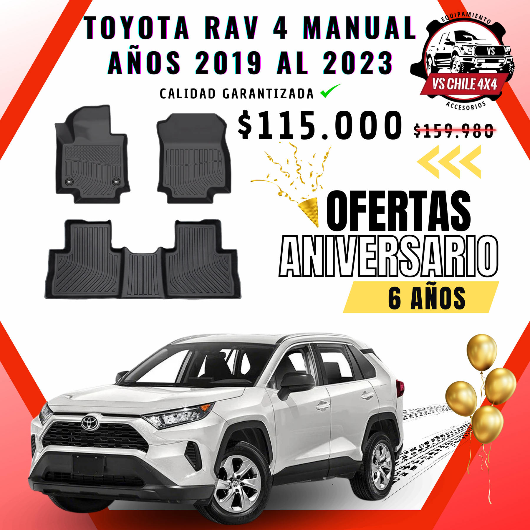 Pisos Calce Perfecto Toyota RAV 4 / Rav4 Manual (2019 - 2023)