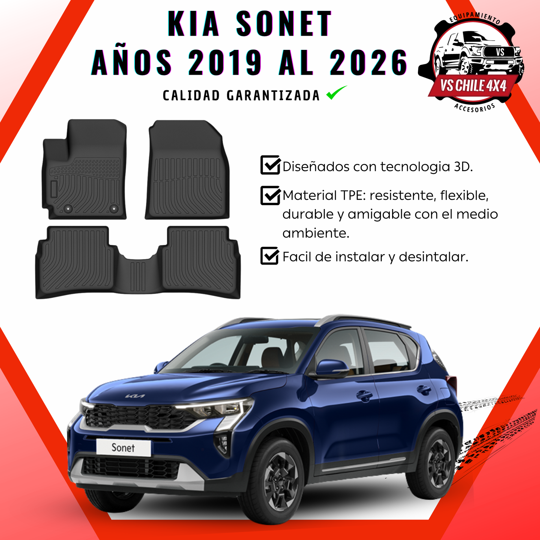 Pisos Calce Perfecto Kia Sonet (2019 - 2026)
