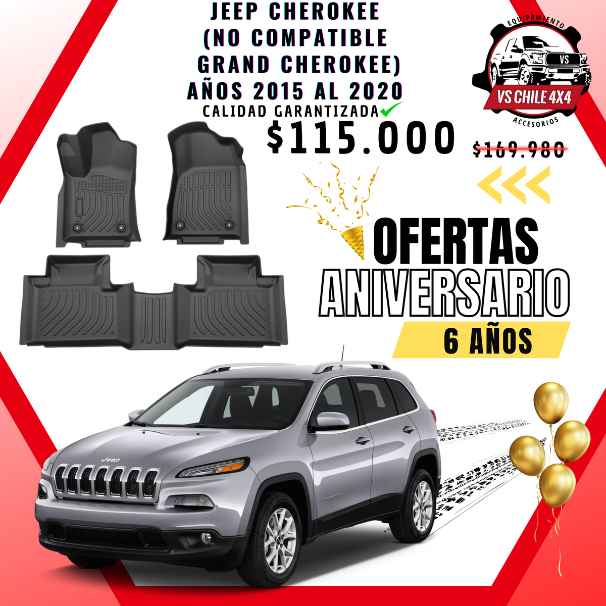 Pisos Calce Perfecto JEEP CHEROKEE años 2015 al 2020 NO COMPATIBLE PARA GRAND CHEROKEE