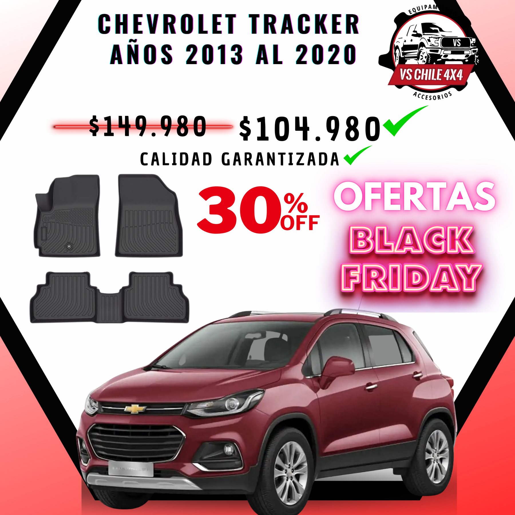 Pisos Calce Perfecto Chevrolet Tracker años 2013 al 2020