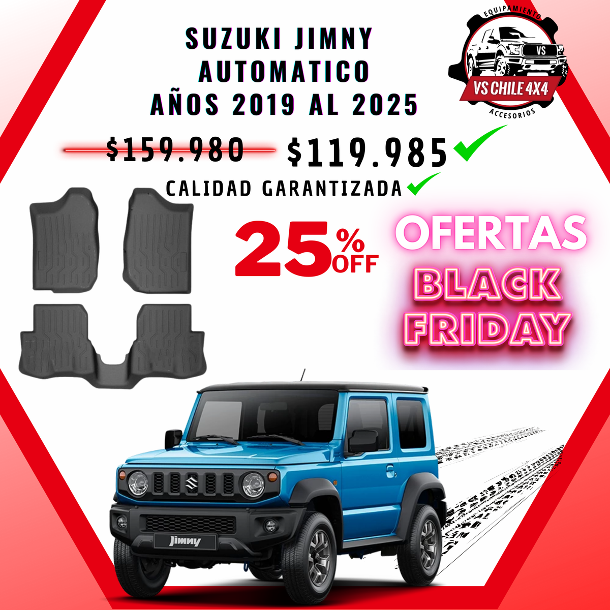Pisos Calce Perfecto Suzuki Jimny Automatico 3 Puertas 2019 al 2025