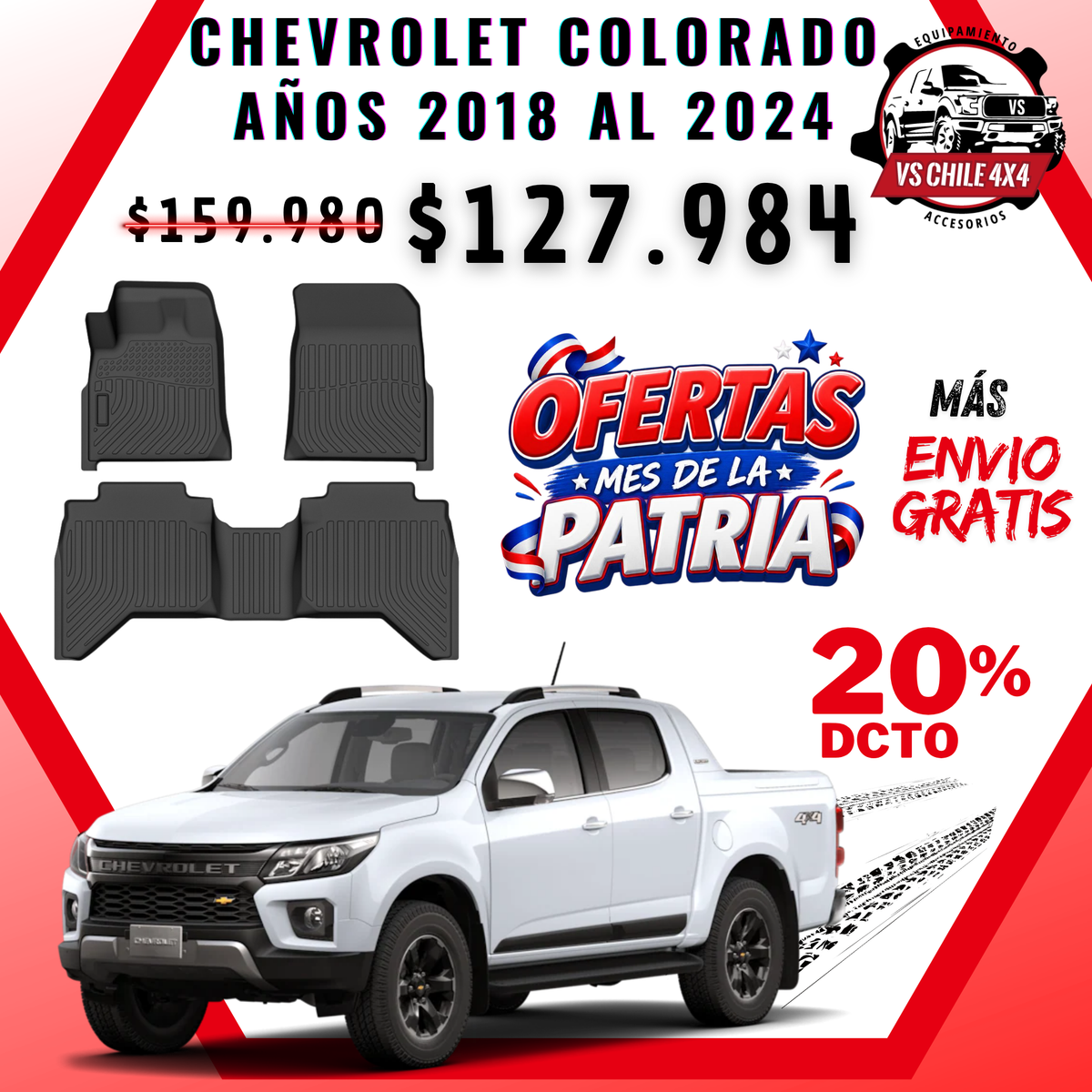 Pisos Calce Perfecto Chevrolet Colorado 2018 al 2024