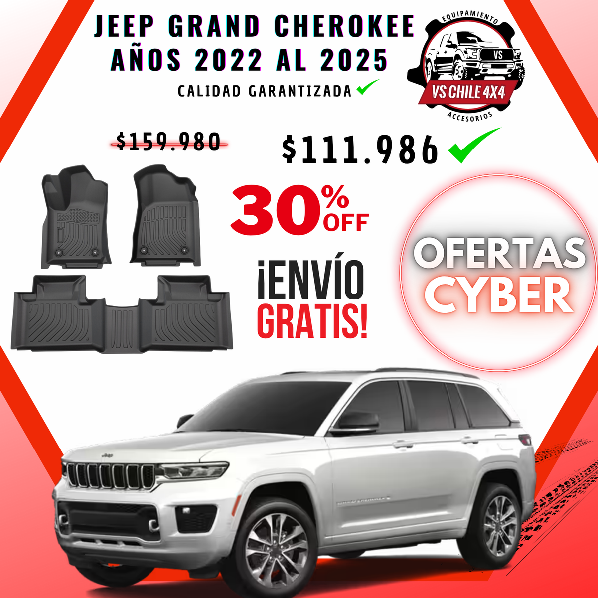 Pisos de Calce Perfecto para Jeep Grand Cherokee 2022 a 2025 (2 Filas)