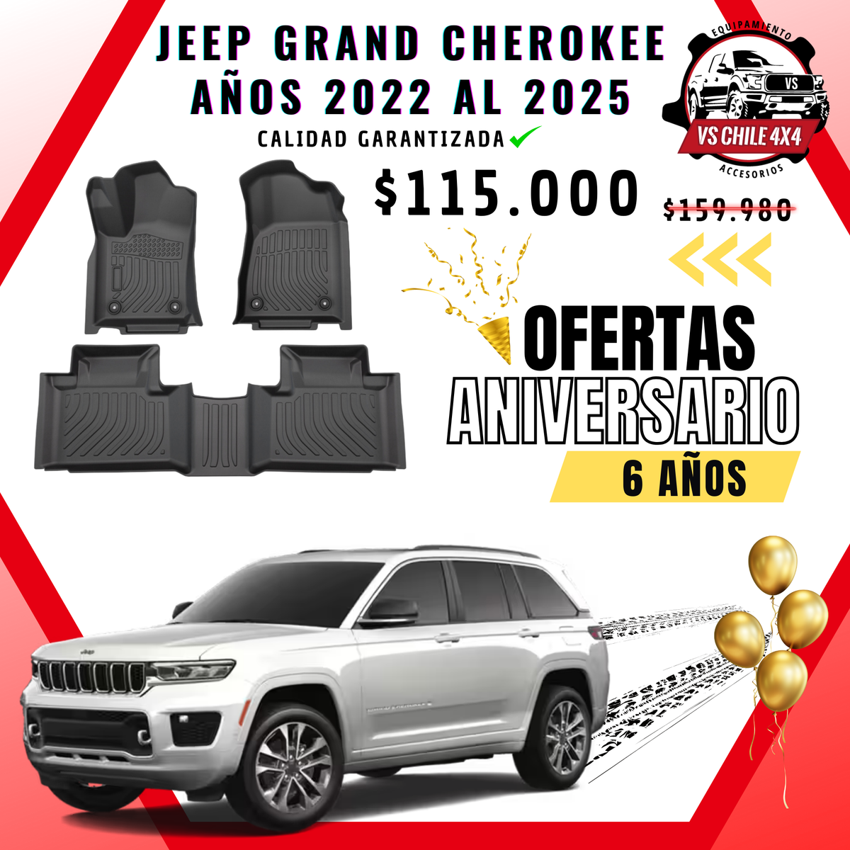 Pisos de Calce Perfecto para Jeep Grand Cherokee 2022 a 2025 (2 Filas)