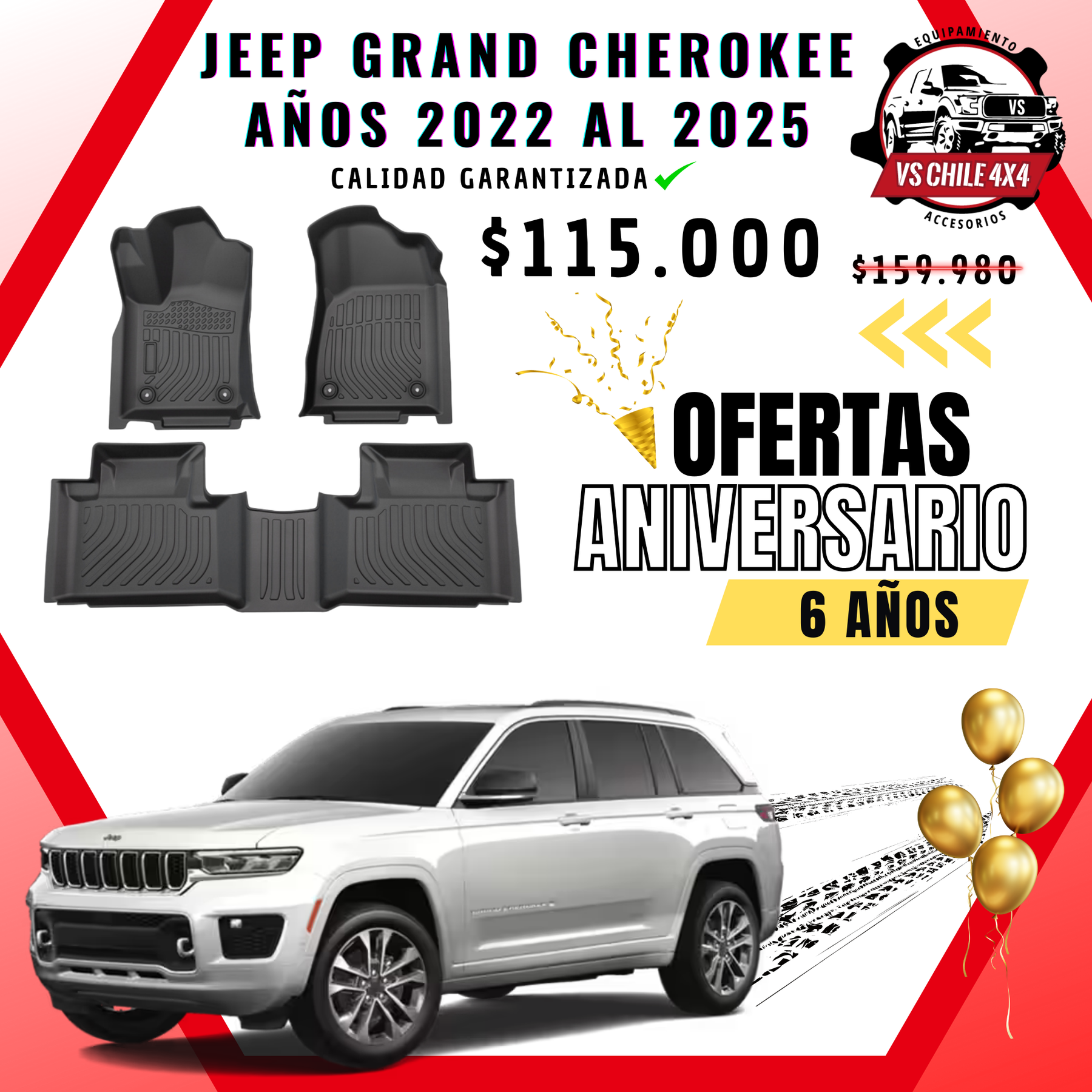 Pisos de Calce Perfecto para Jeep Grand Cherokee 2022 a 2025 (2 Filas)