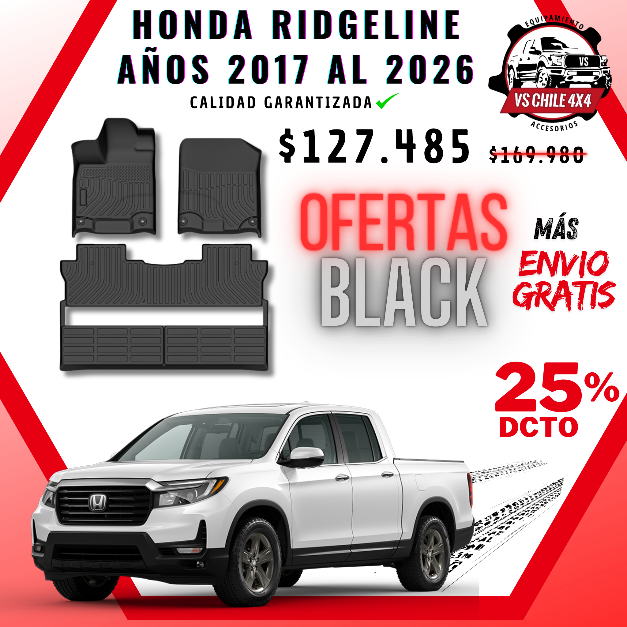 Pisos Calce Perfecto Honda Ridgeline (2017 - 2026)