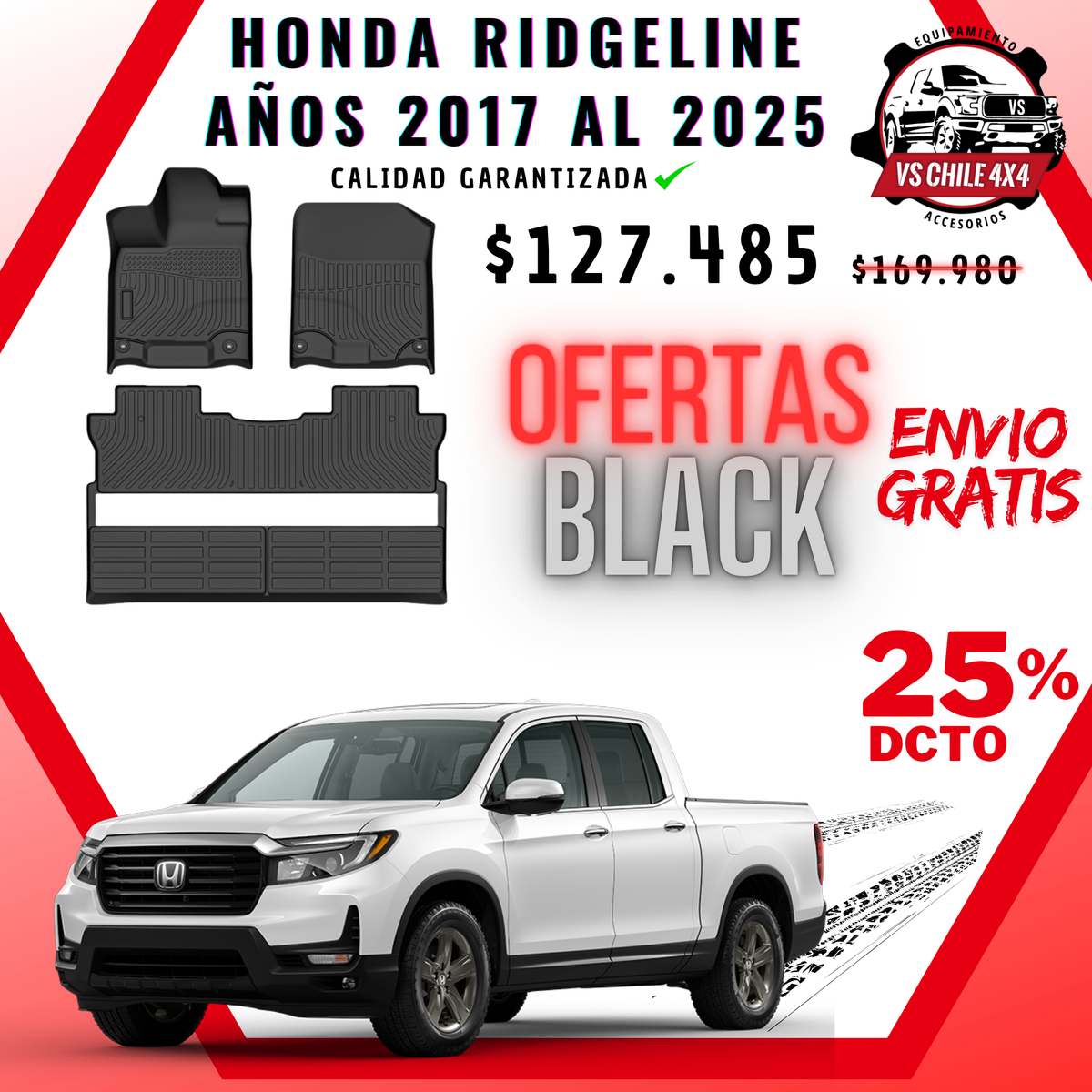 Pisos Calce Perfecto Honda Ridgeline (2017 - 2025)