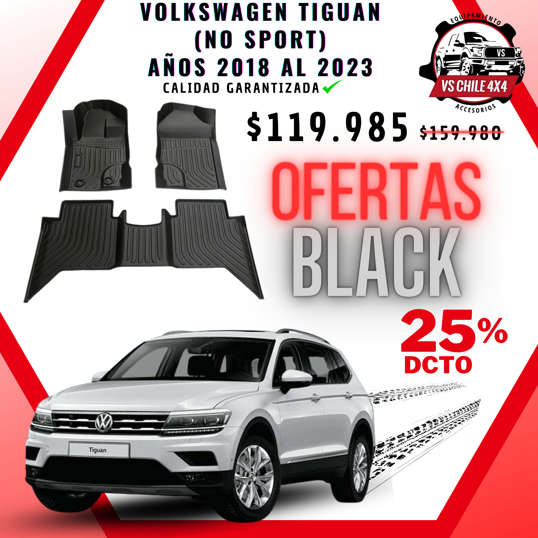 Pisos Calce Perfecto VOLKSWAGEN TIGUAN años 2018 al 2023 (No Sport)