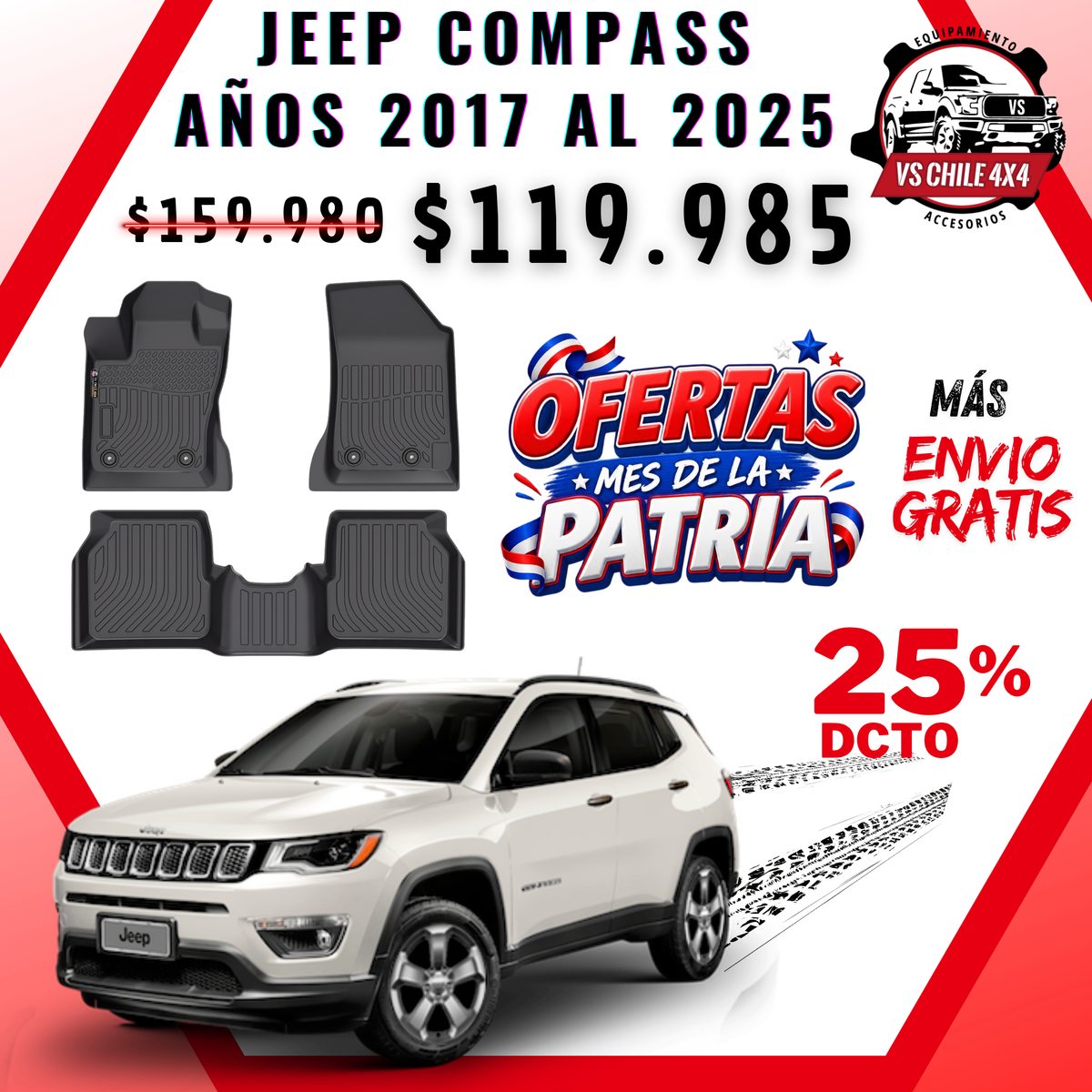 Pisos Calce Perfecto JEEP Compass 2017 al 2025