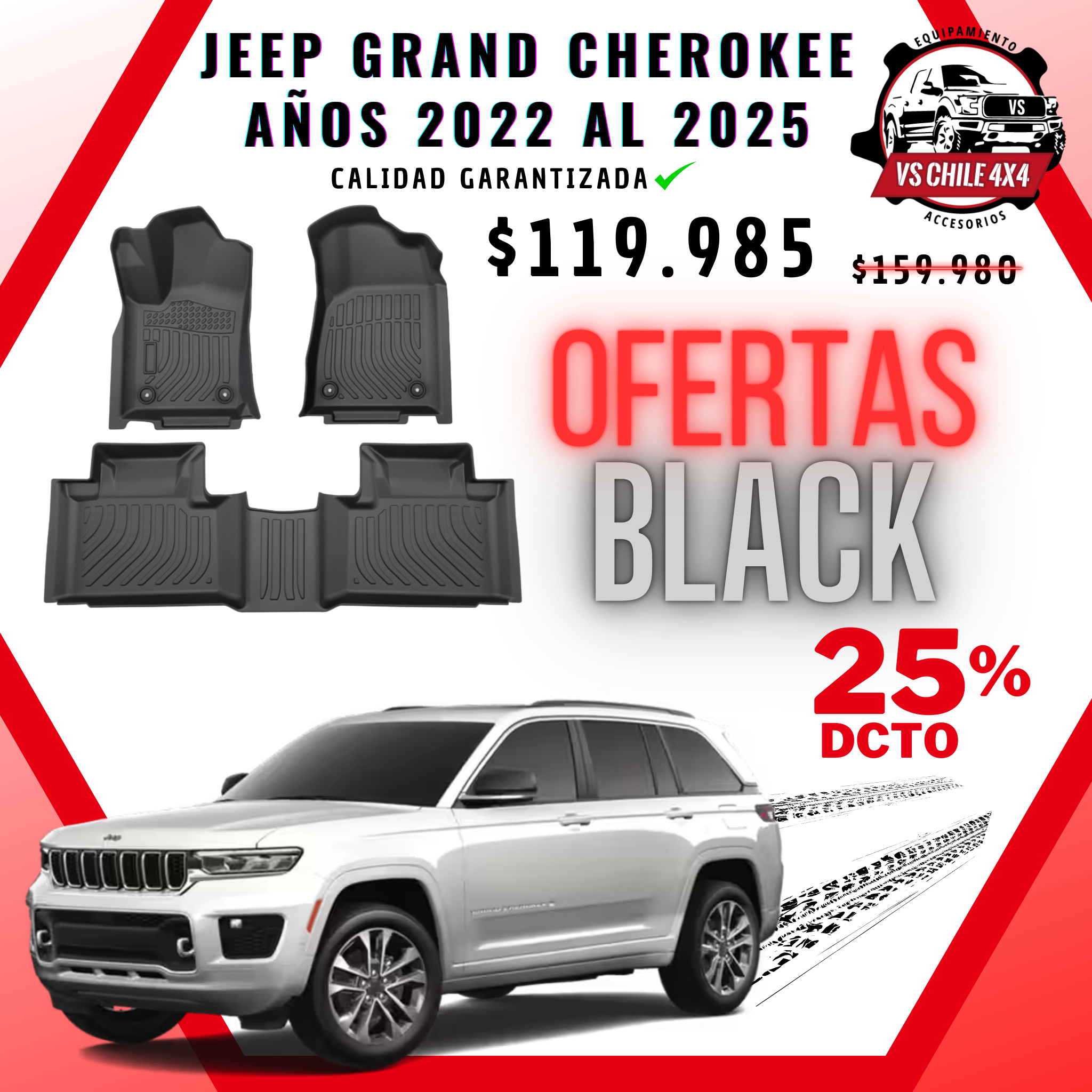 Pisos de Calce Perfecto para Jeep Grand Cherokee 2022 a 2025 (2 Filas)