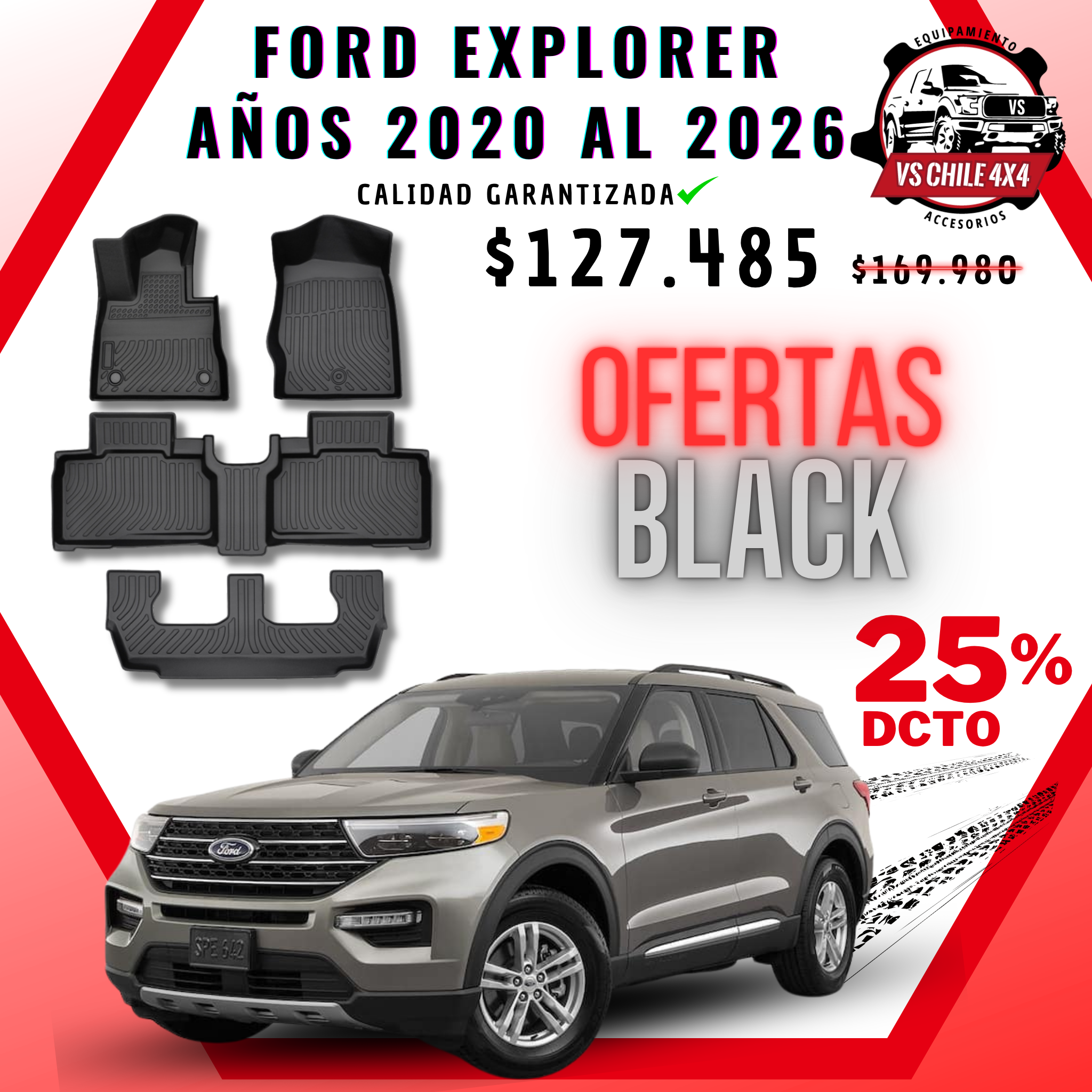 Pisos Calce Perfecto Ford Explorer 3 Corridas (2020 - 2026)