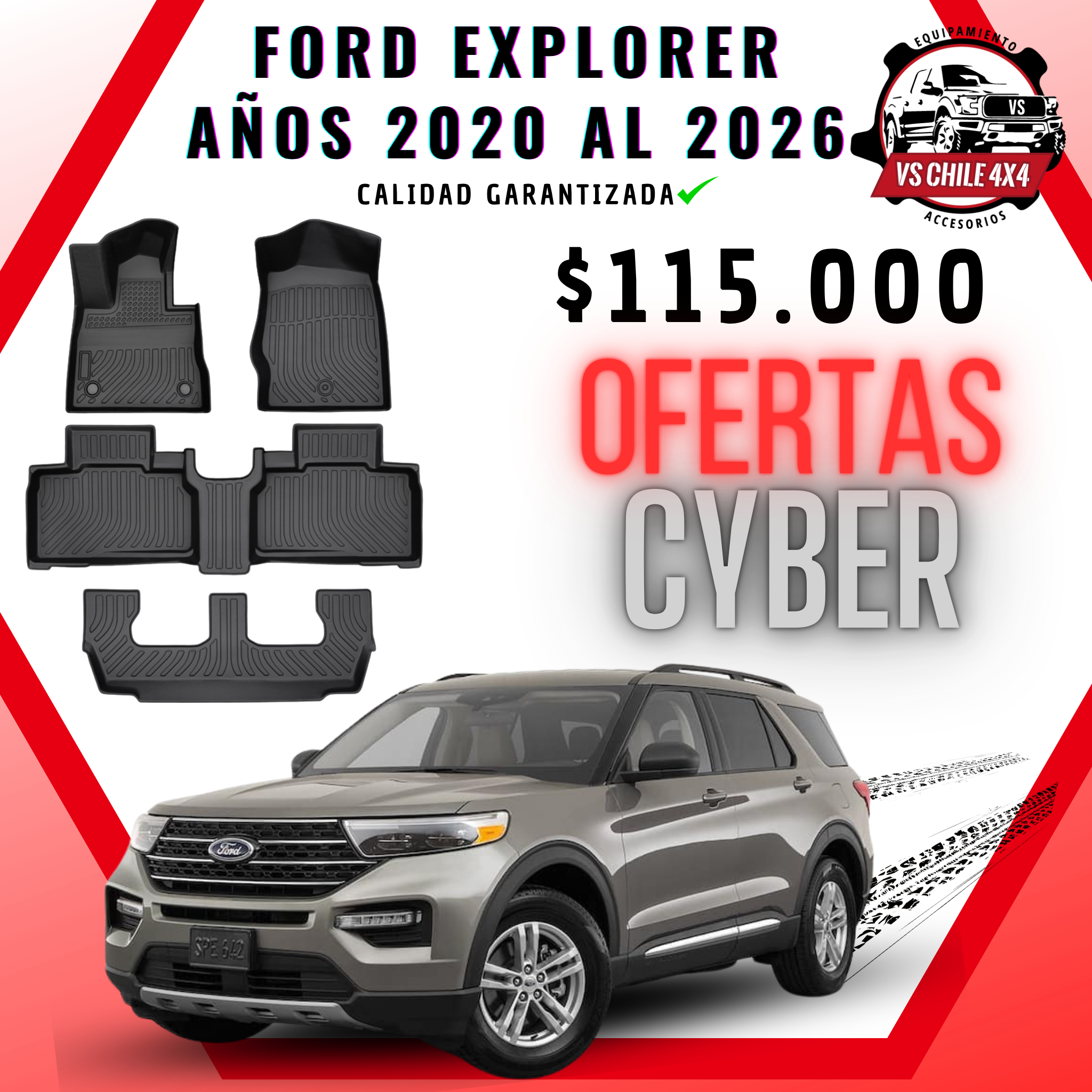 Pisos Calce Perfecto Ford Explorer 3 Corridas (2020 - 2026)
