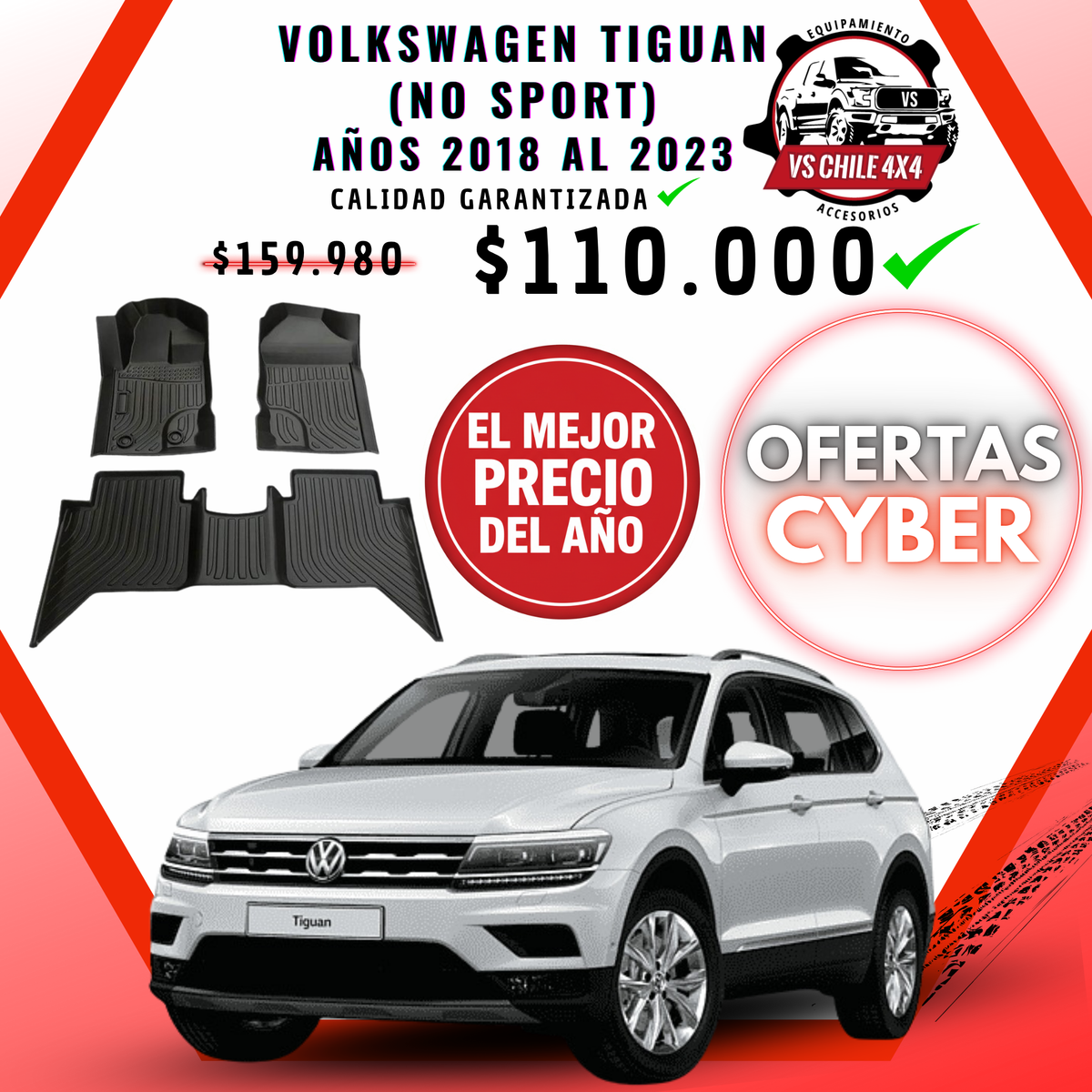 Pisos Calce Perfecto VOLKSWAGEN TIGUAN años 2018 al 2023 (No Sport)