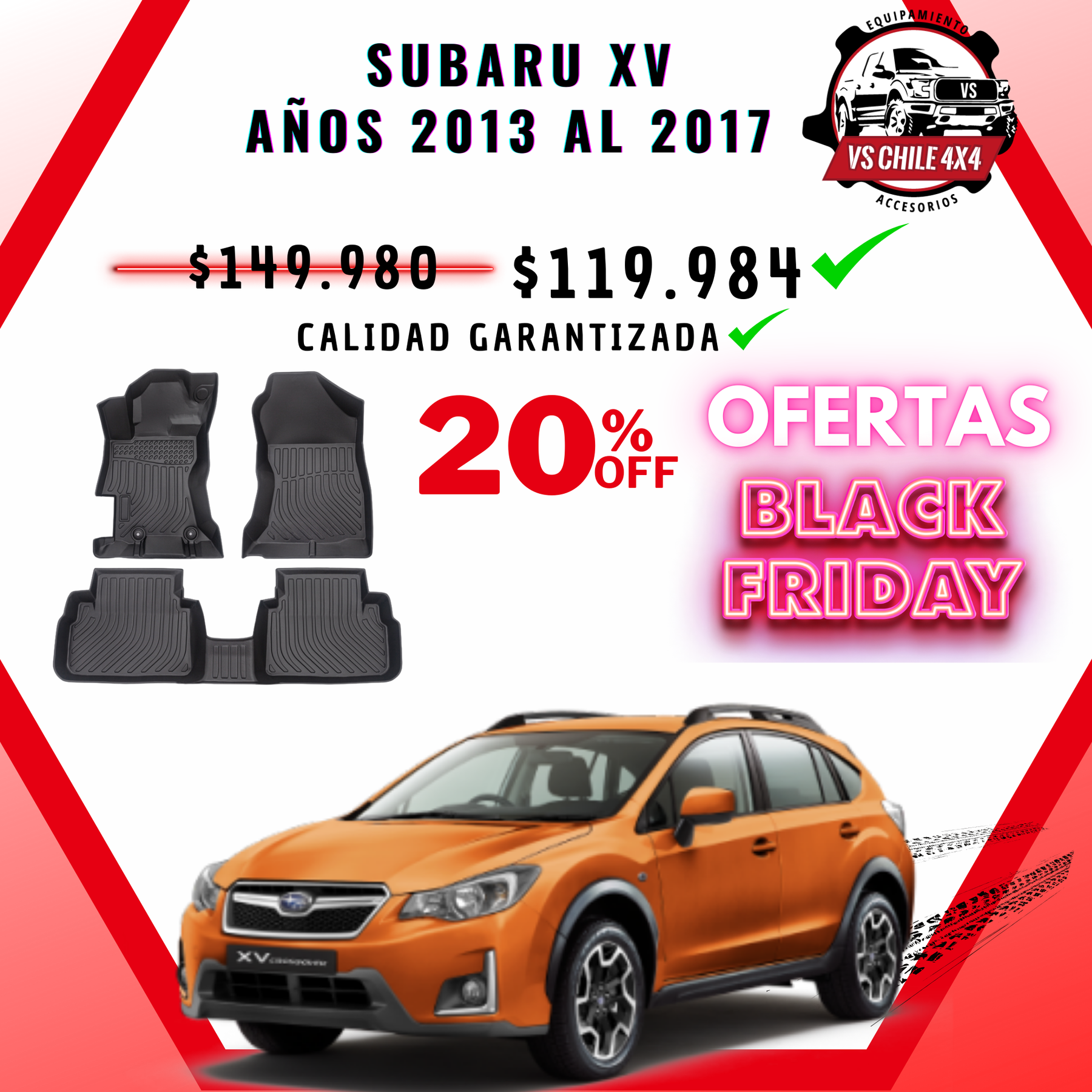 Pisos Calce Perfecto Subaru XV 2013 al 2017