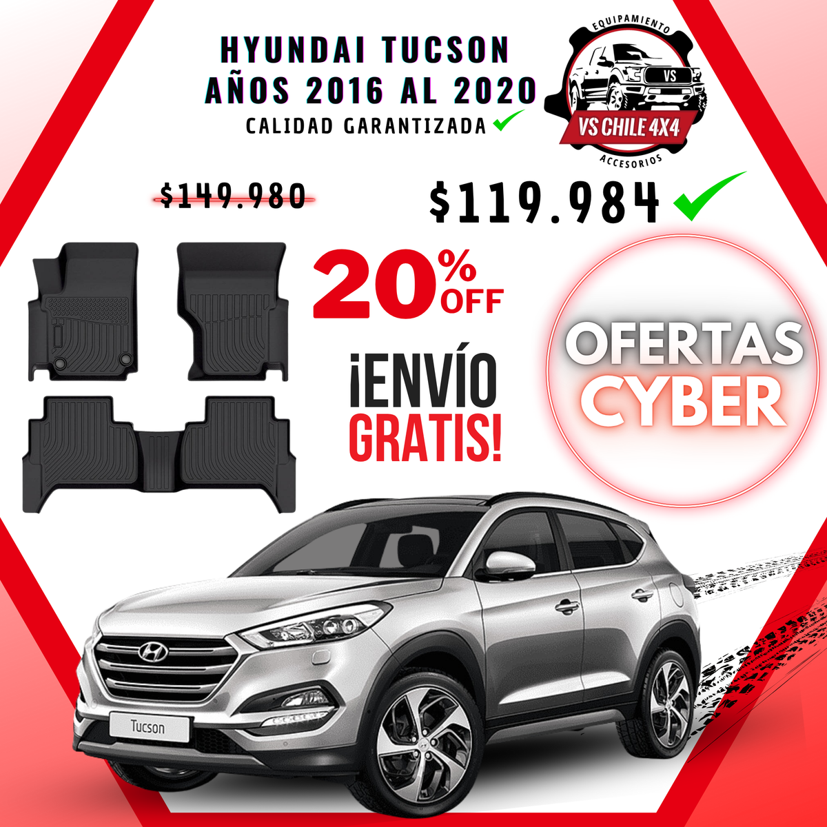 Pisos Calce Perfecto Hyundai Tucson 2016 al 2020