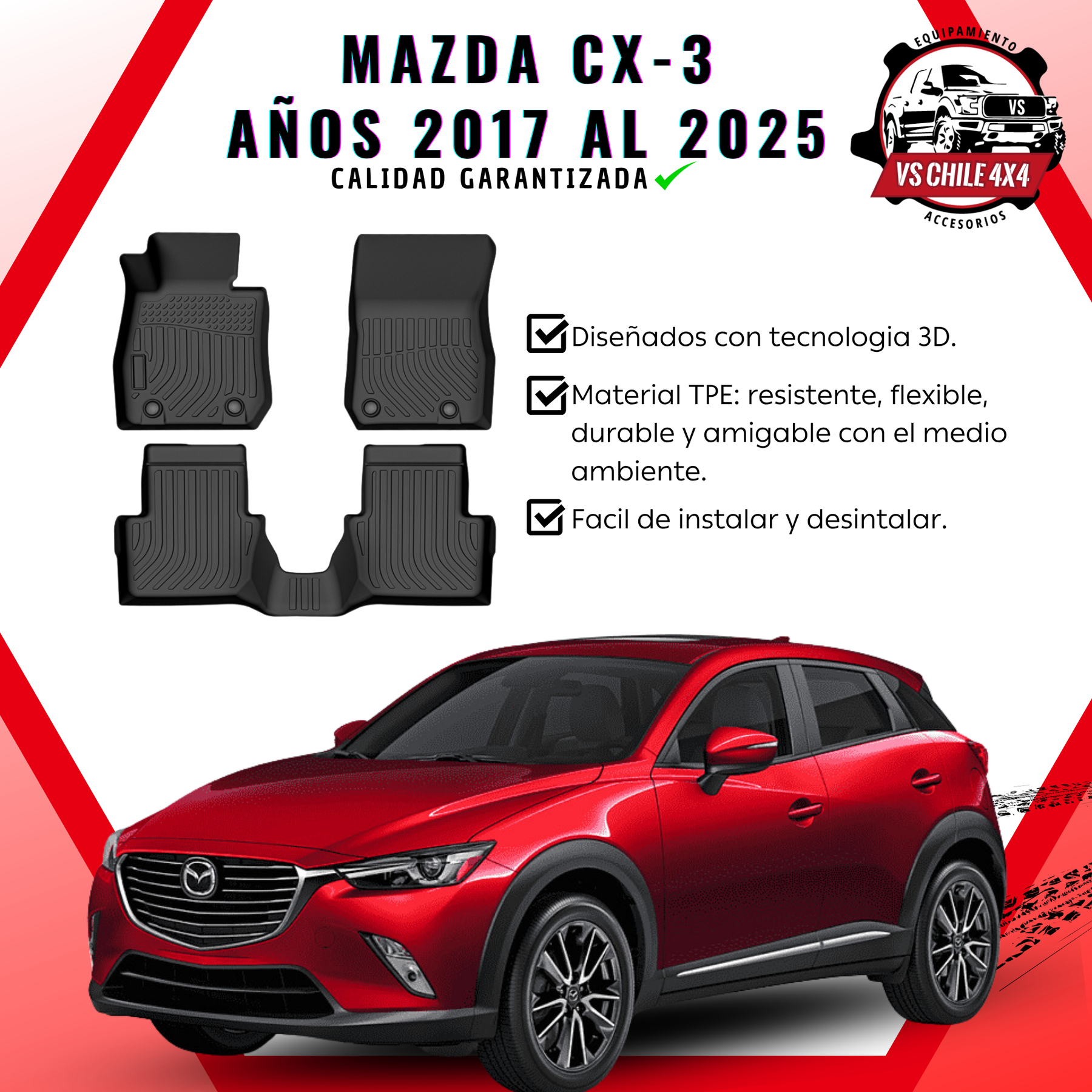 Pisos Calce Perfecto MAZDA CX-3 años 2017 al 2025