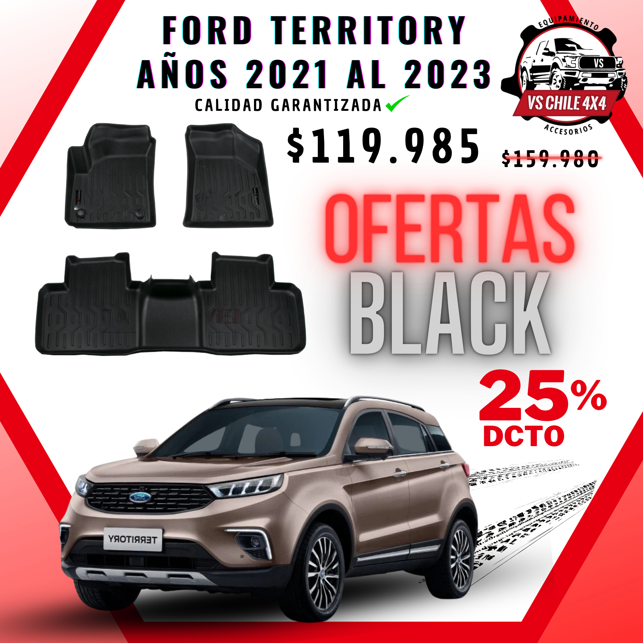 Pisos Calce Perfecto FORD TERRITORY años 2021 al 2023