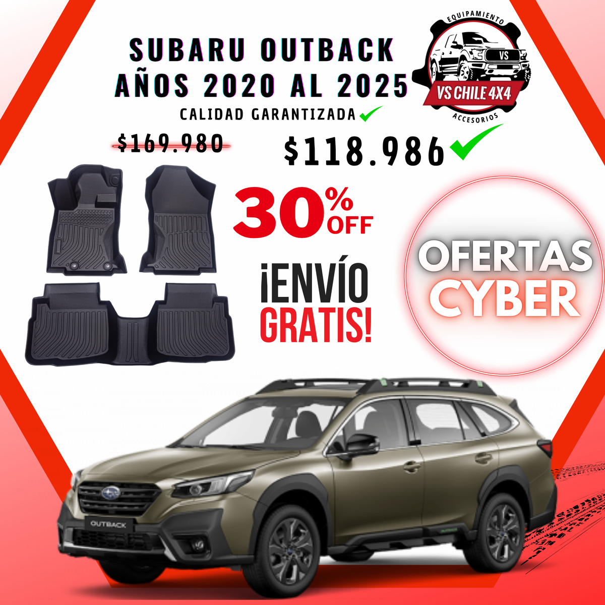 🛻Pisos Calce Perfecto Subaru Outback 2020 al 2025 |