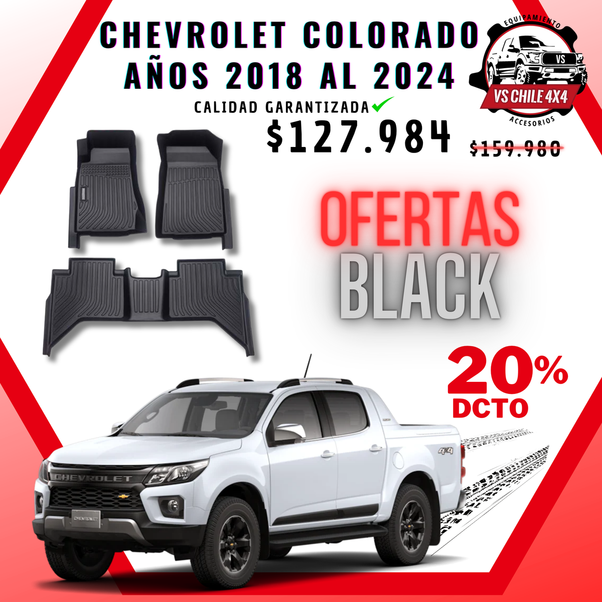 Pisos Calce Perfecto Chevrolet Colorado 2018 al 2024