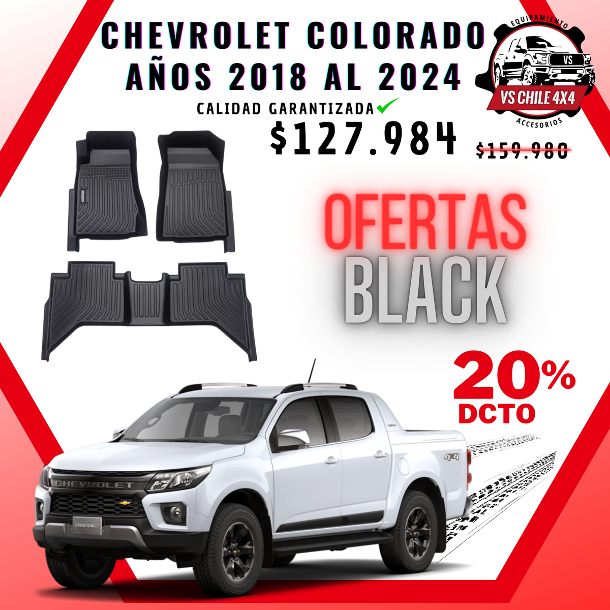 Pisos Calce Perfecto Chevrolet Colorado 2018 al 2024