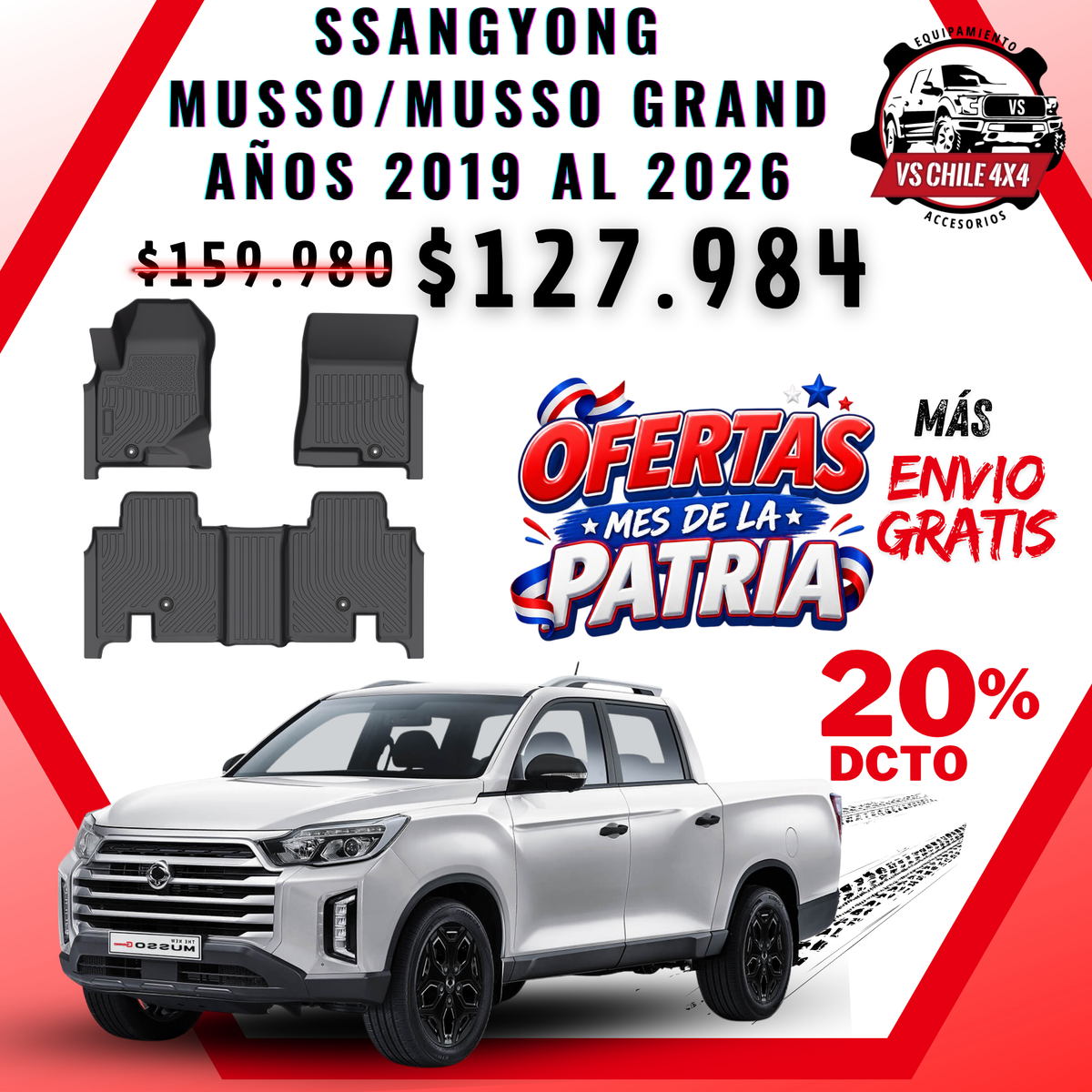 Pisos Calce Perfecto SsangYong Musso / Musso Grand 2019 al 2026