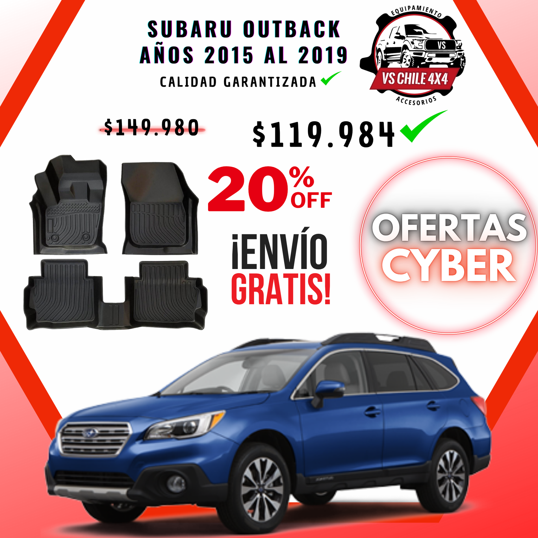 Pisos Calce Perfecto Subaru Outback 2015 al 2019