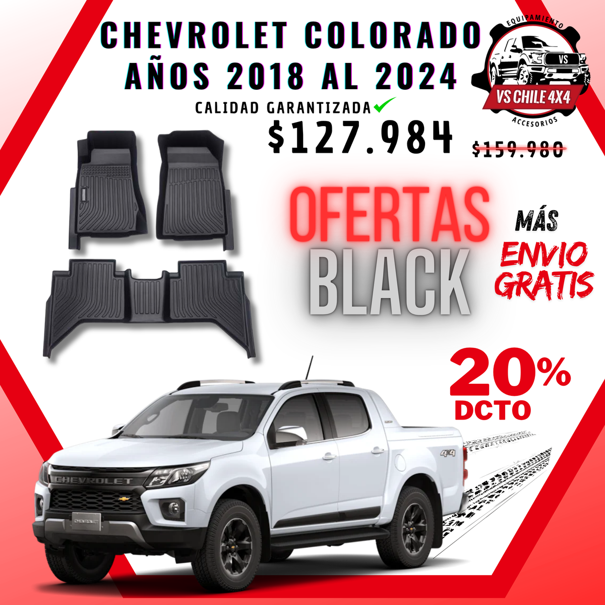 Pisos Calce Perfecto Chevrolet Colorado 2018 al 2024
