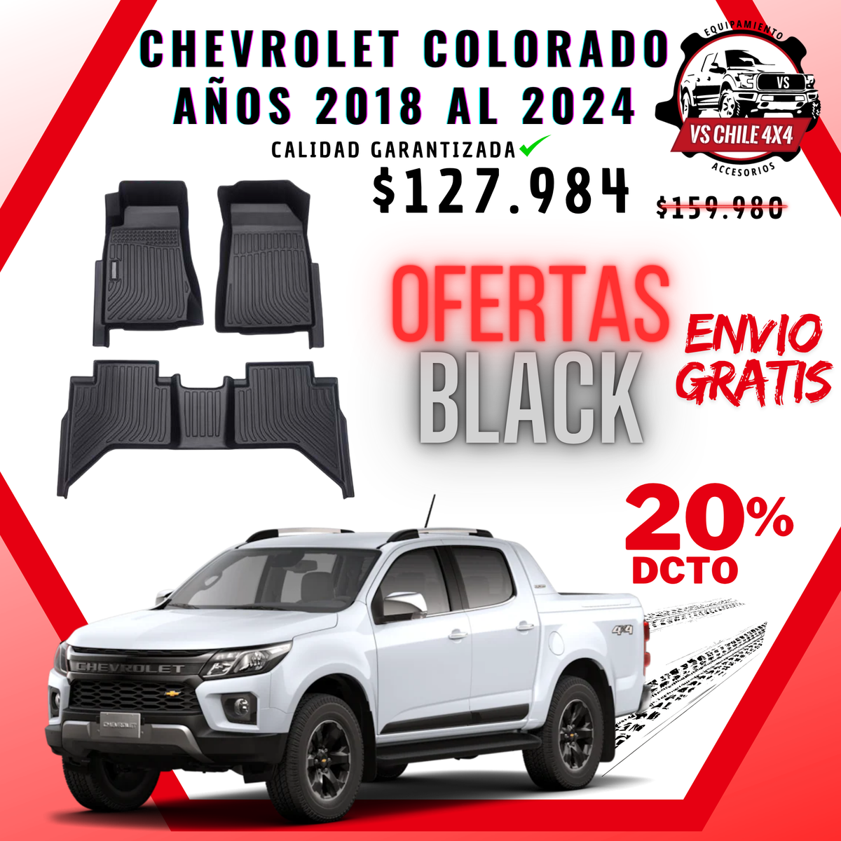 Pisos Calce Perfecto Chevrolet Colorado 2018 al 2024