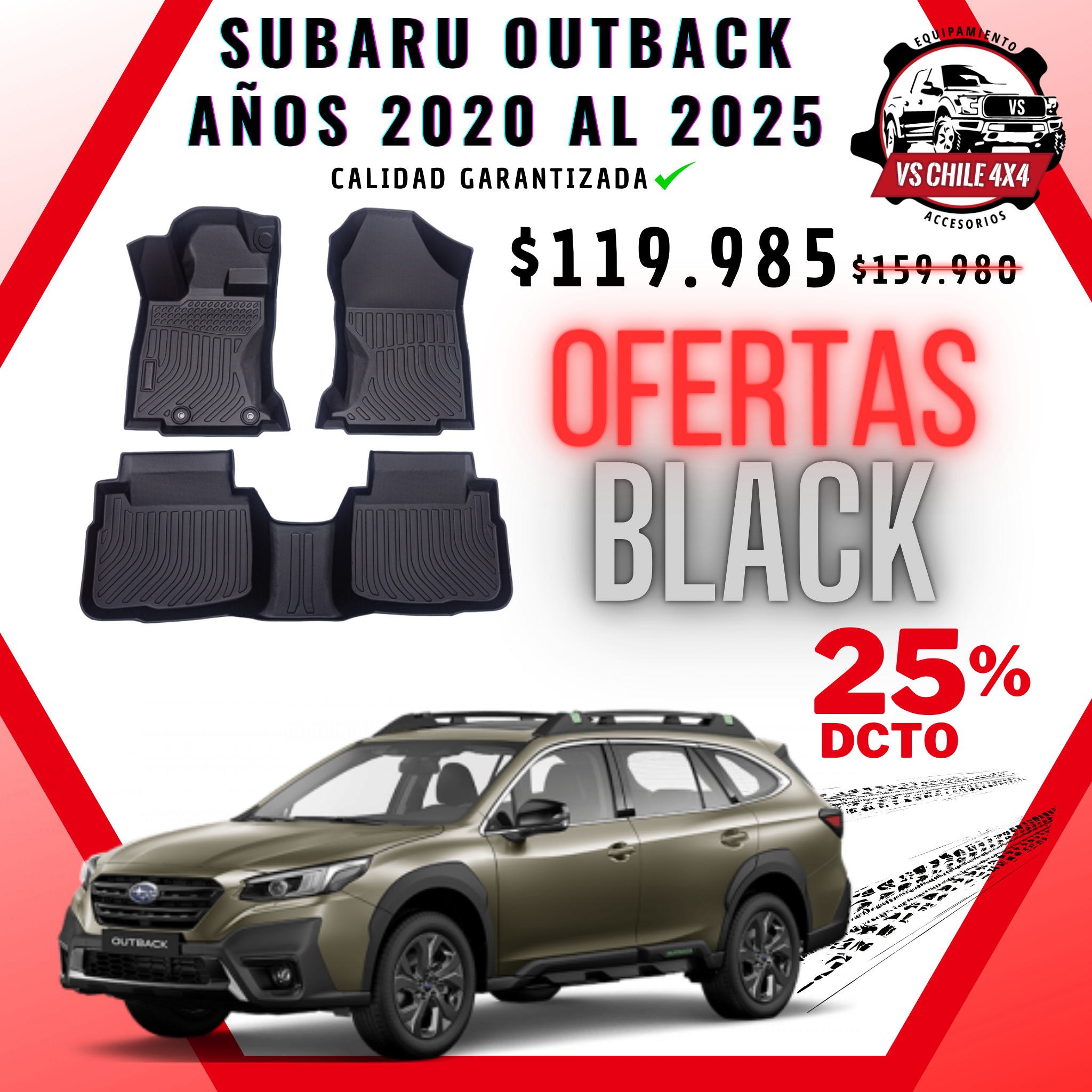 🛻Pisos Calce Perfecto Subaru Outback 2020 al 2025