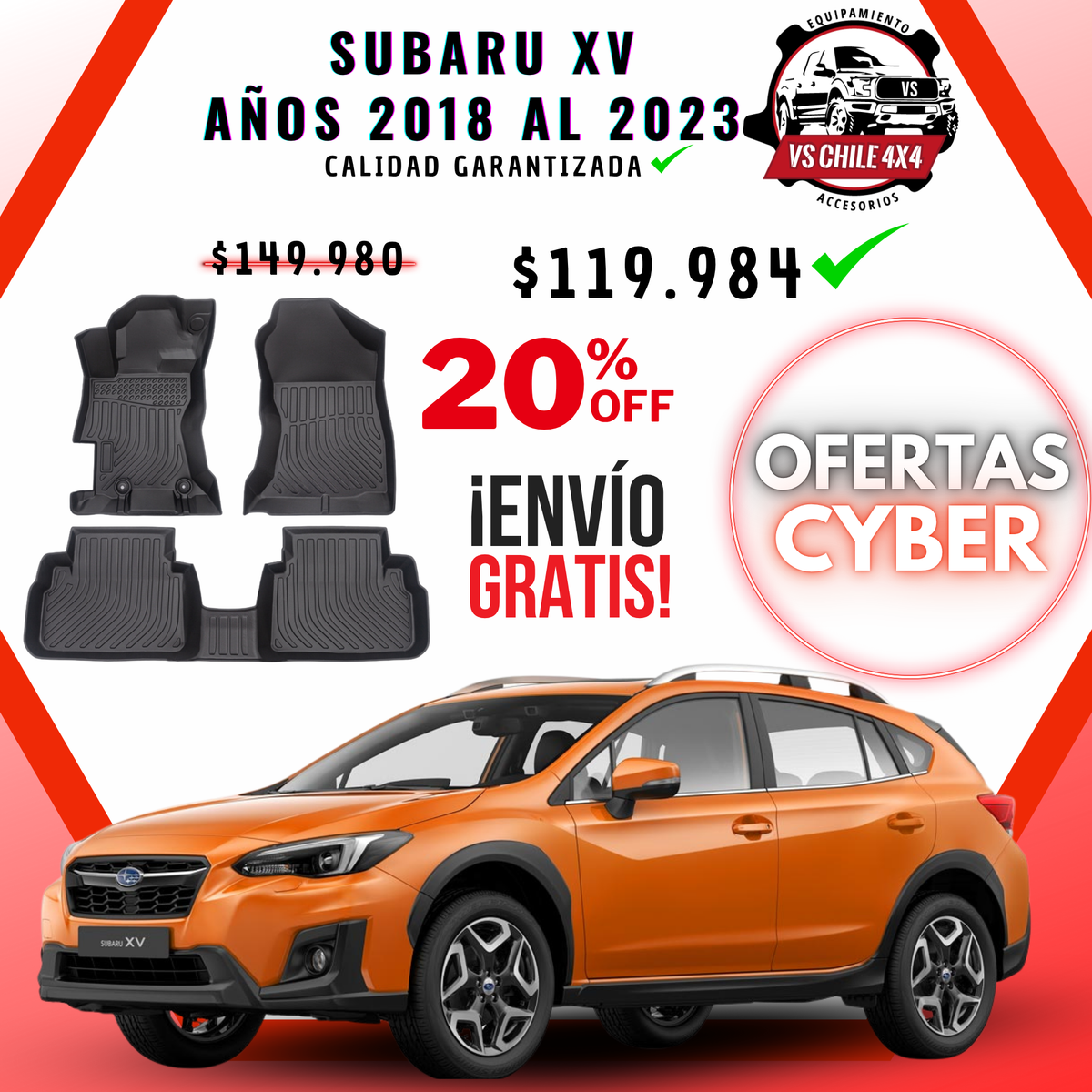 Pisos Calce Perfecto Subaru XV 2018 al 2023