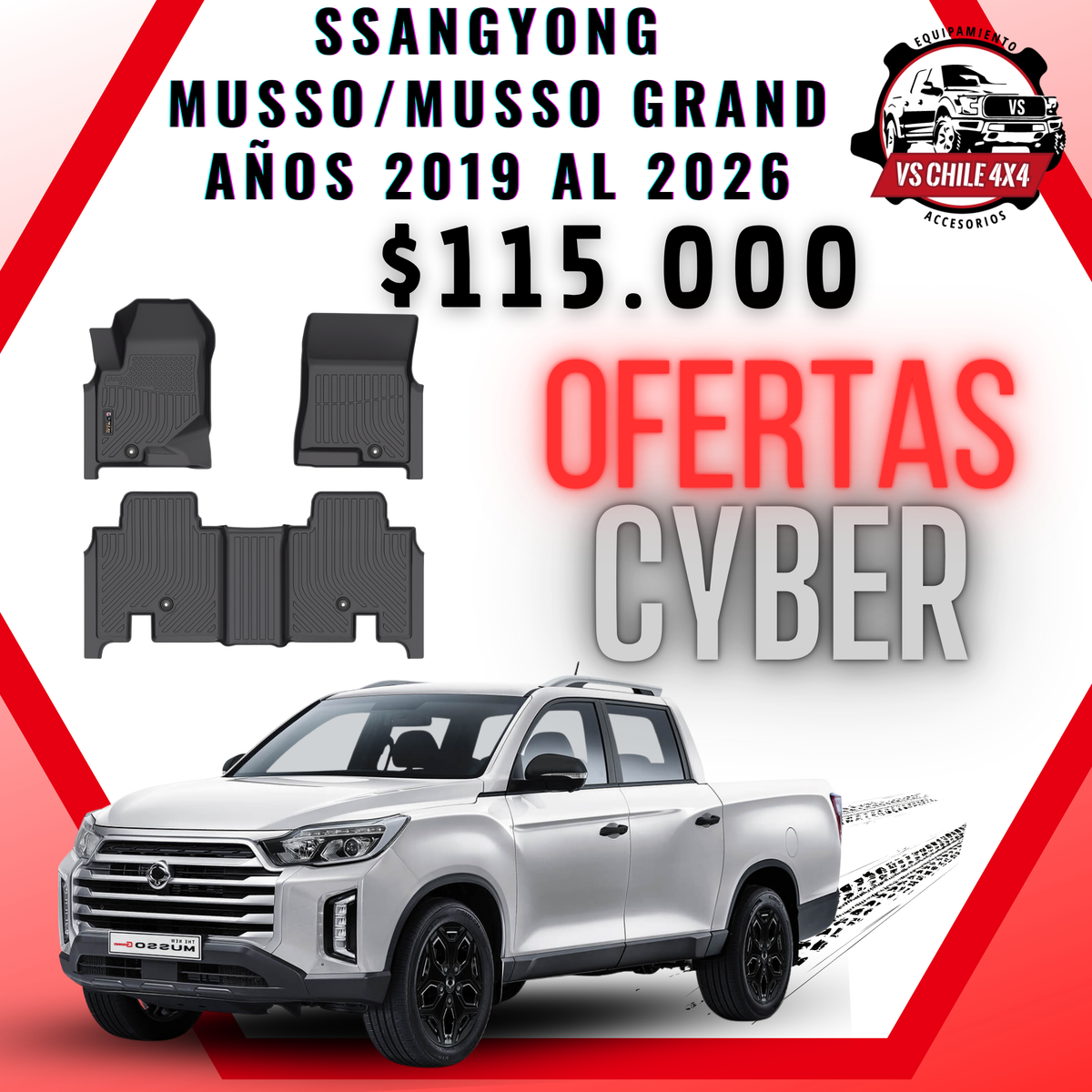 Pisos Calce Perfecto SsangYong Musso / Musso Grand 2019 al 2026