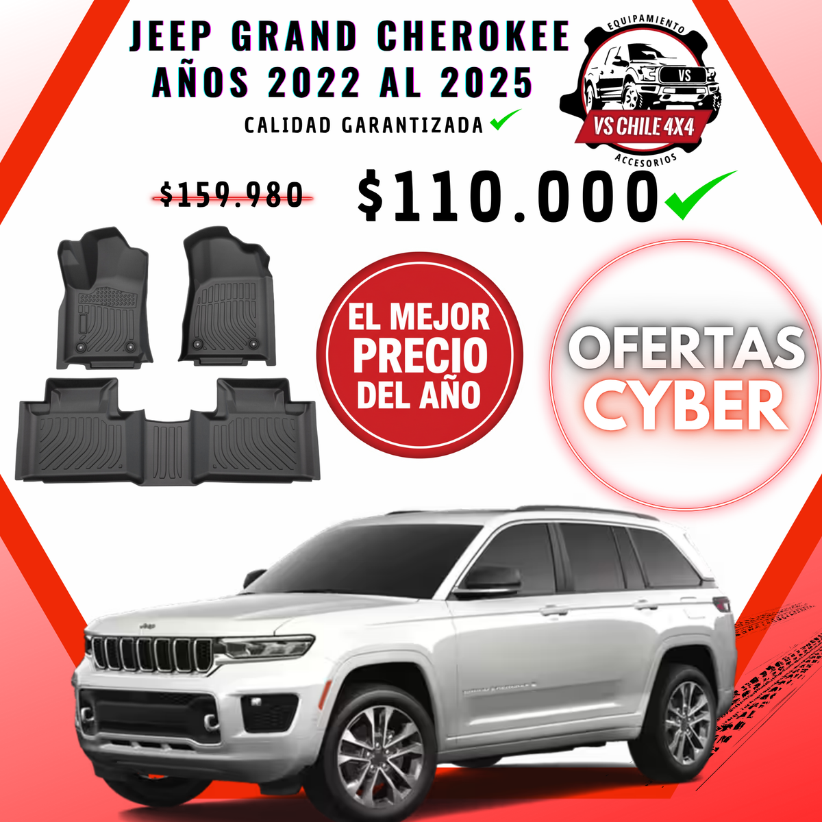 Pisos de Calce Perfecto para Jeep Grand Cherokee 2022 a 2025 (2 Filas)