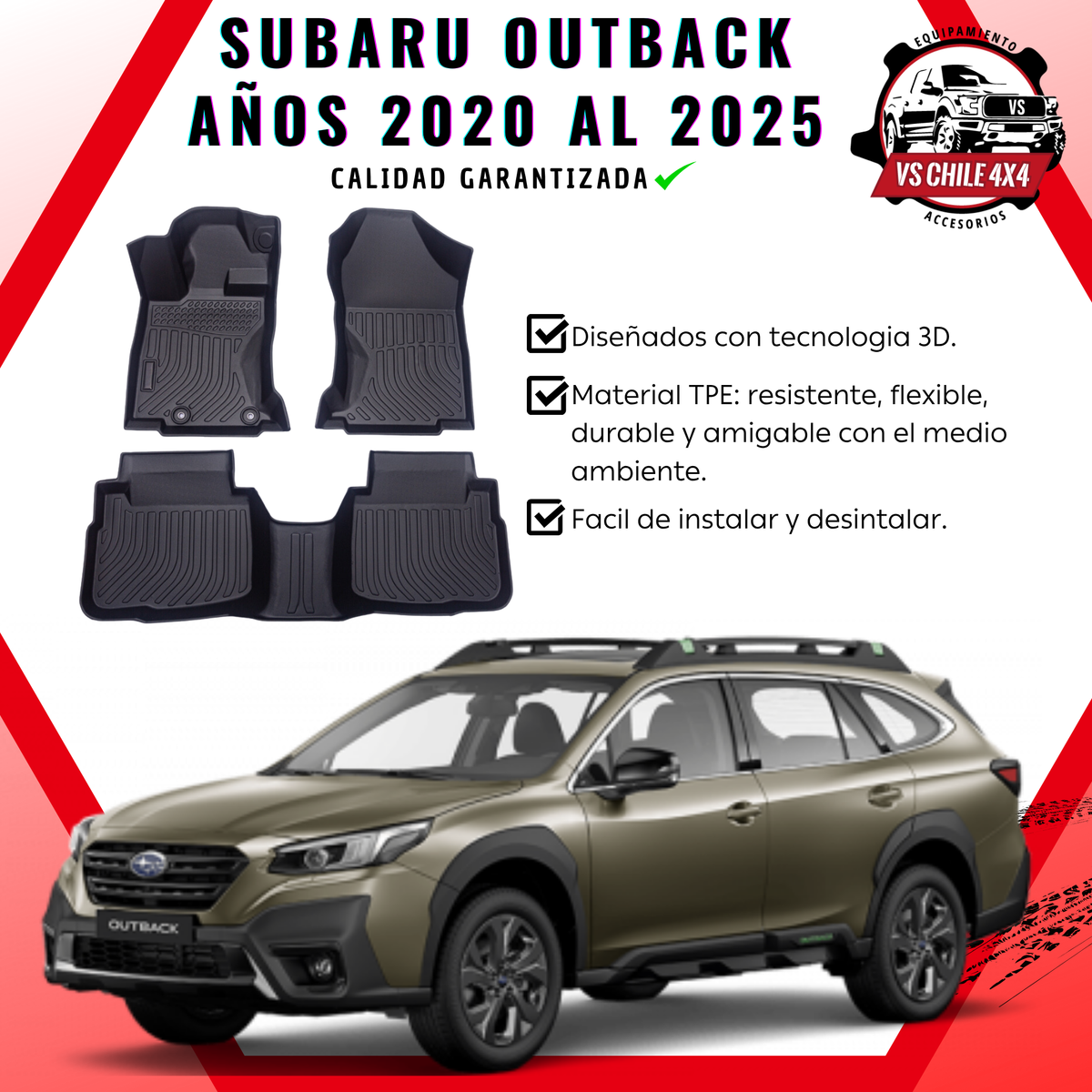 🛻Pisos Calce Perfecto Subaru Outback 2020 al 2025