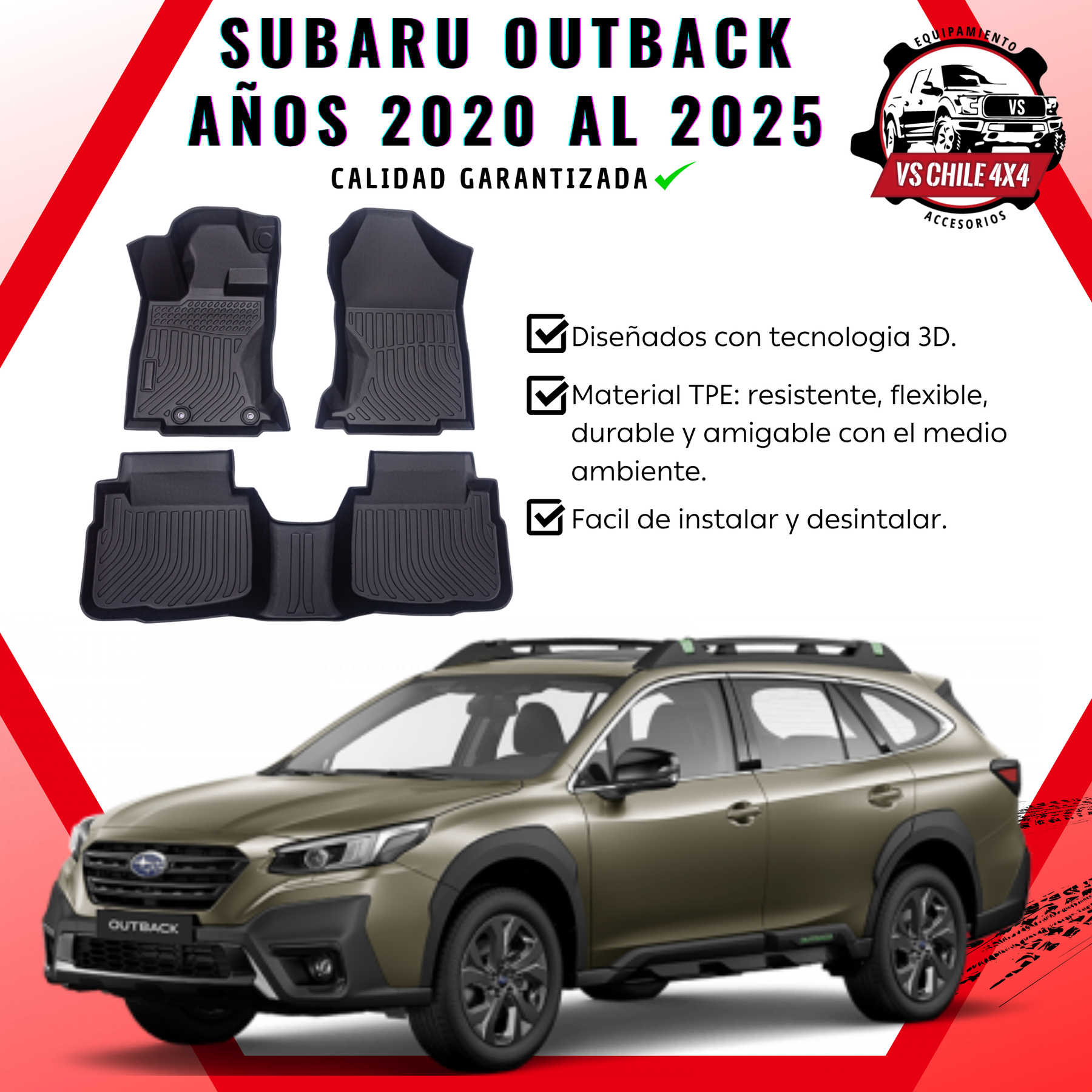 🛻Pisos Calce Perfecto Subaru Outback 2020 al 2025