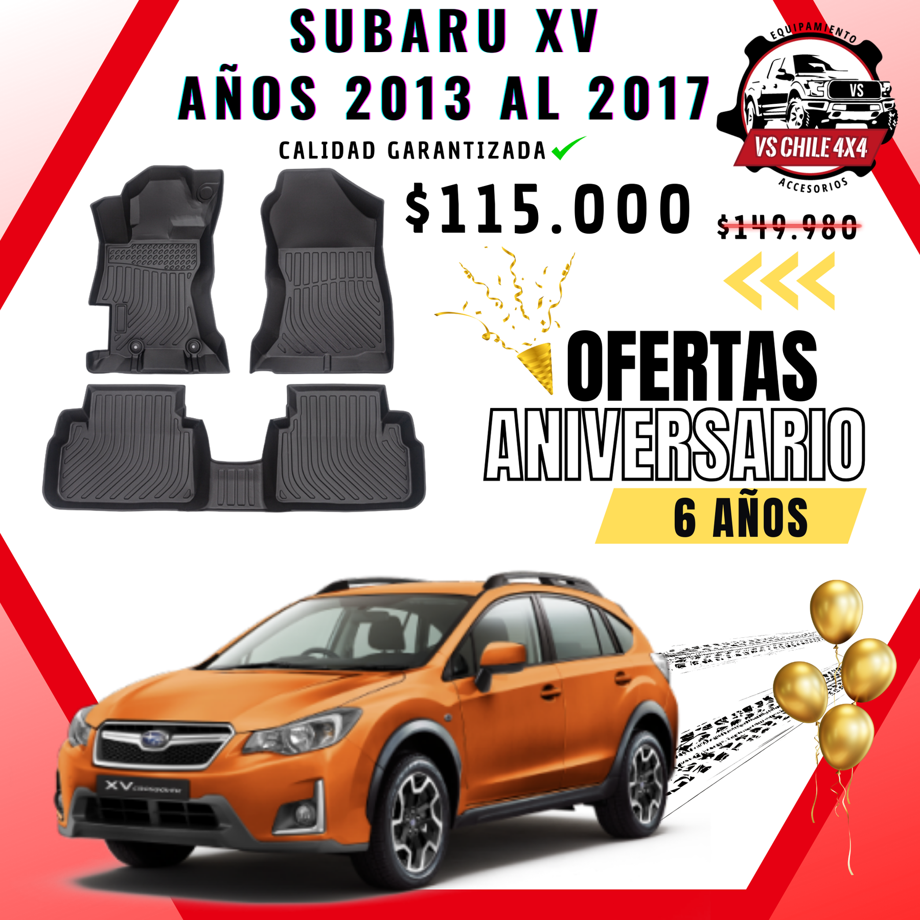 Pisos Calce Perfecto Subaru XV 2013 al 2017