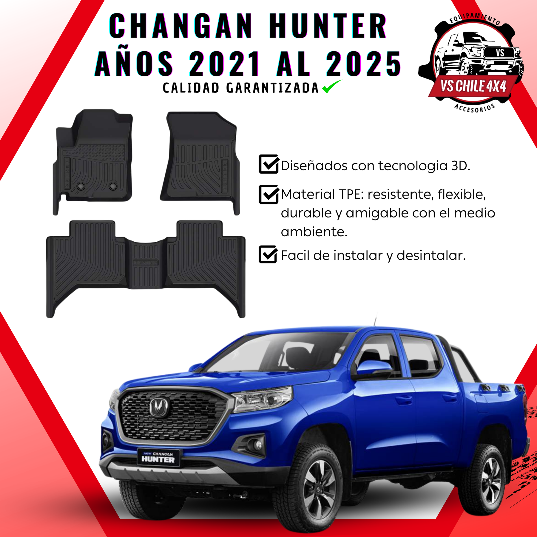 Pisos Calce Perfecto Changan Hunter años 2021 al 2025
