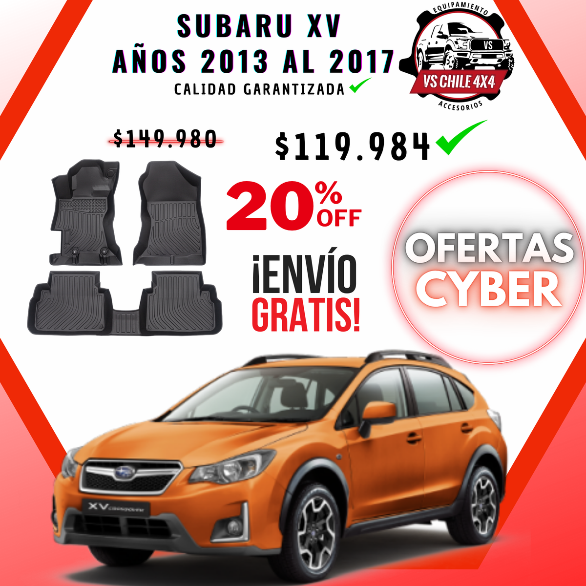 Pisos Calce Perfecto Subaru XV 2013 al 2017