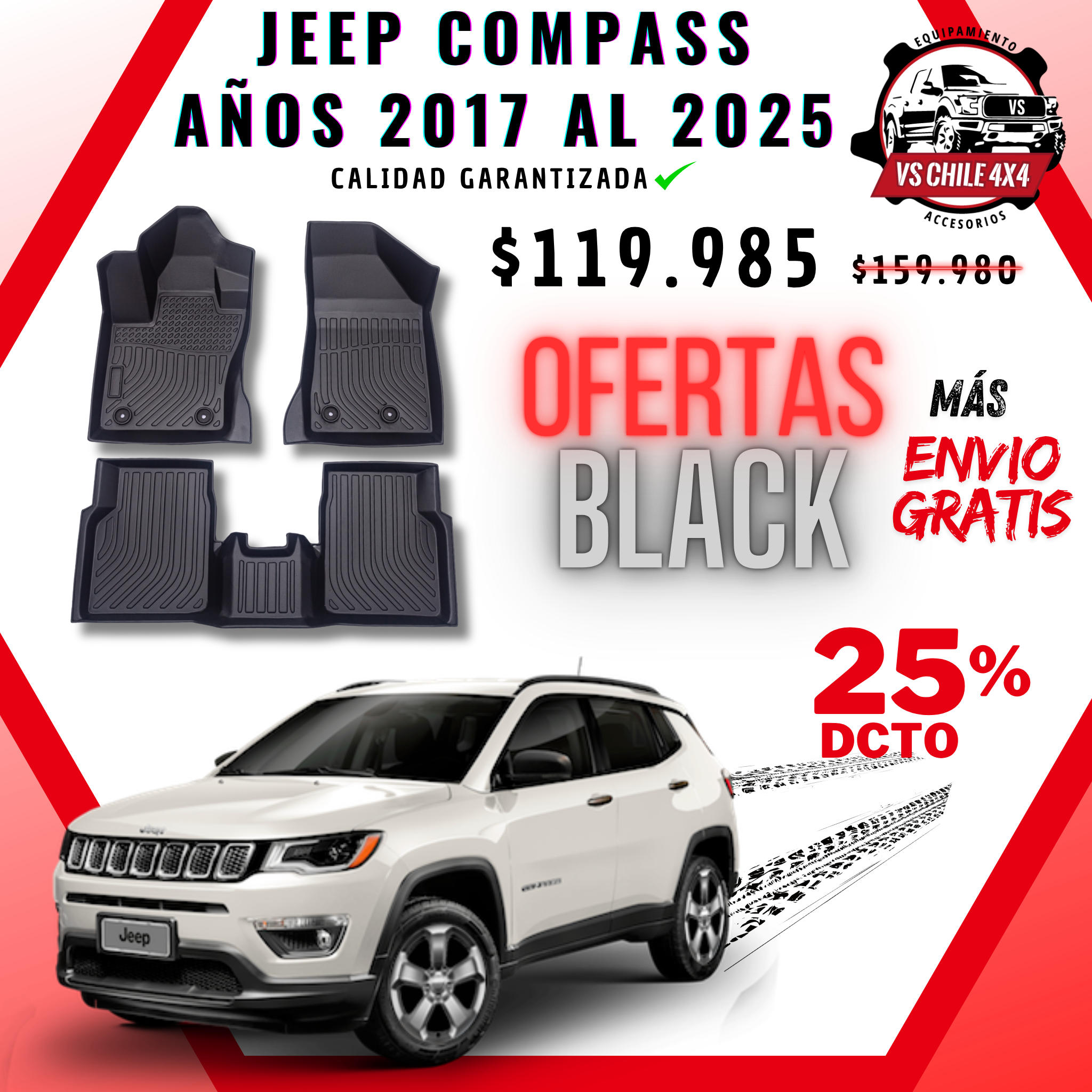 Pisos Calce Perfecto JEEP Compass 2017 al 2025