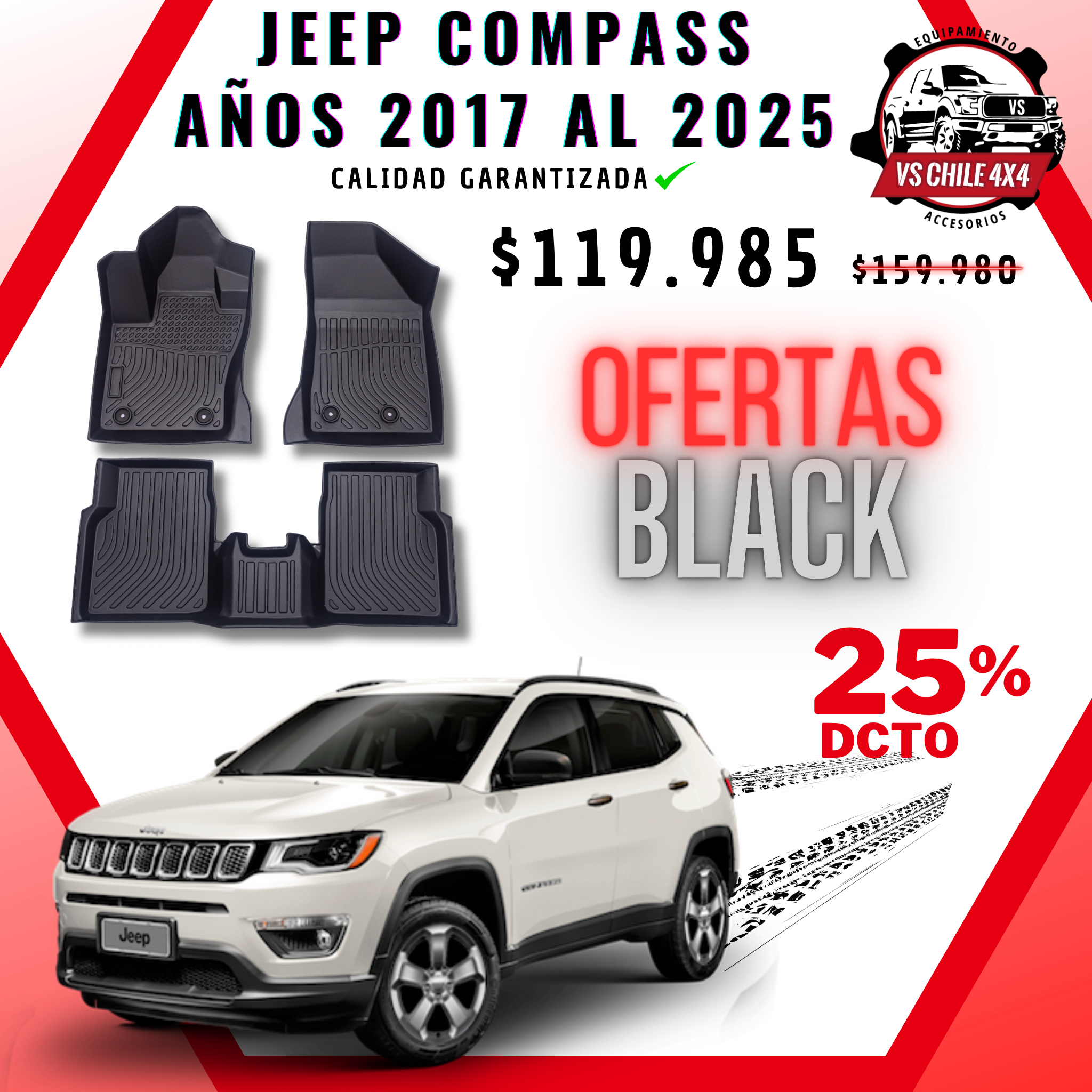 Pisos Calce Perfecto JEEP Compass 2017 al 2025