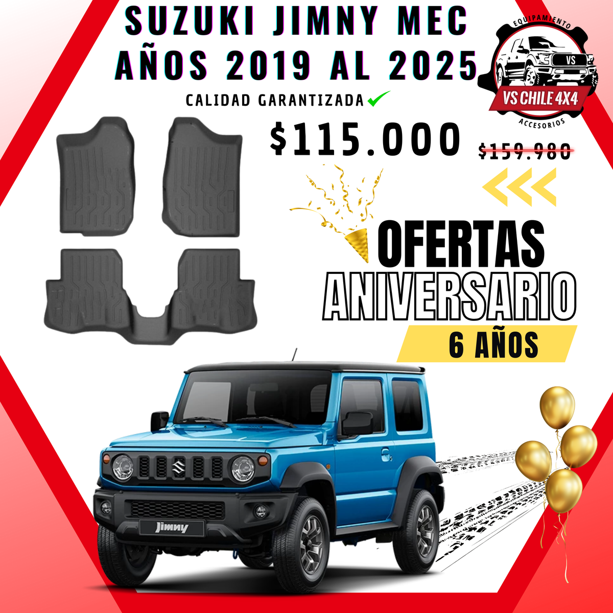 Pisos Calce Perfecto Suzuki Jimny Mecanico 3 Puertas 2019 al 2025