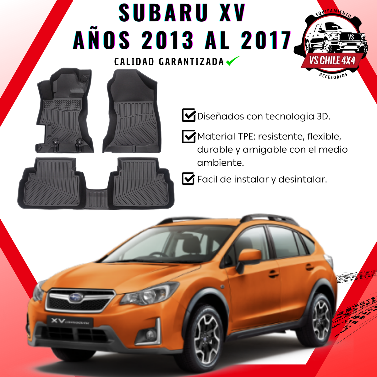 Pisos Calce Perfecto Subaru XV 2013 al 2017