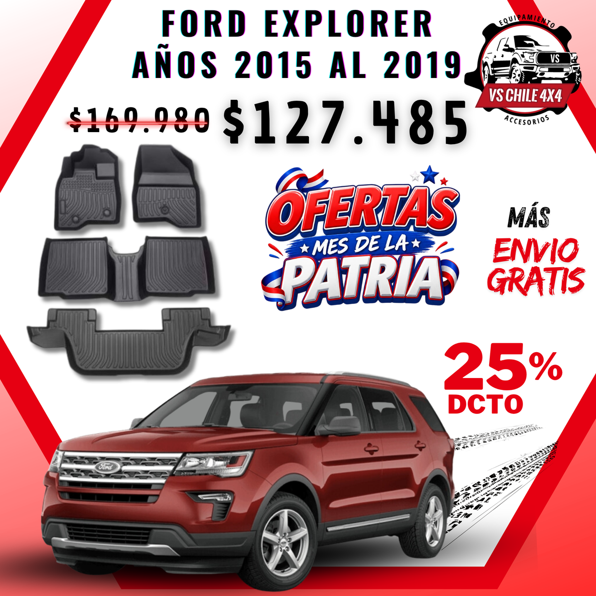Pisos Calce Perfecto FORD EXPLORER años 2015 al 2019