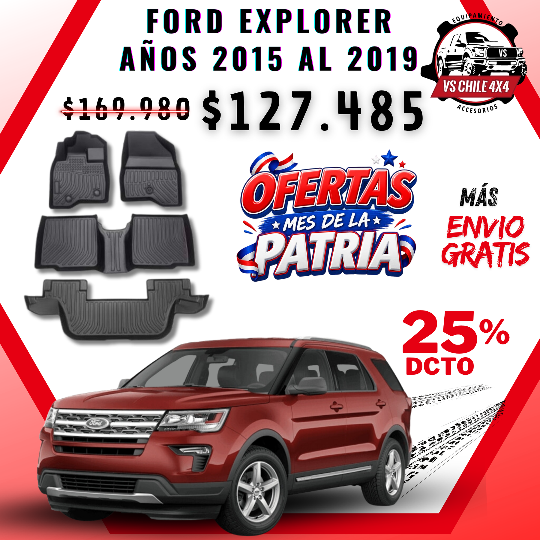 Pisos Calce Perfecto FORD EXPLORER años 2015 al 2019
