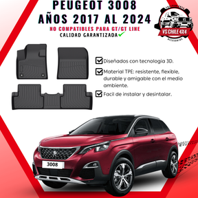 Pisos Calce Perfecto PEUGEOT 3008 años 2017 al 2024 NO COMPATIBLE PARA GT / GTLINE